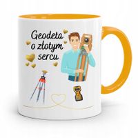Kubek Żółty Dla Geodety O Złotym Sercu Prezent Z Nadrukiem Ze Zdjęciem