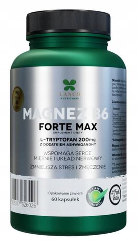 MAGNEZ B6 FORTE MAX 250MG + L-TRYPTOFAN 200mg + ASHWAGANDHA 60kaps LANCO na Arena.pl