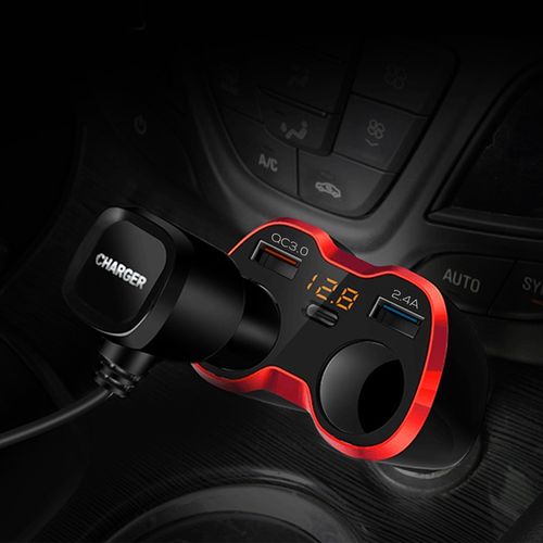 Rozdzielacz Gniazda Zapalniczki 12-24V Ładowarka 2xUSB QC Woltomierz 150W na Arena.pl