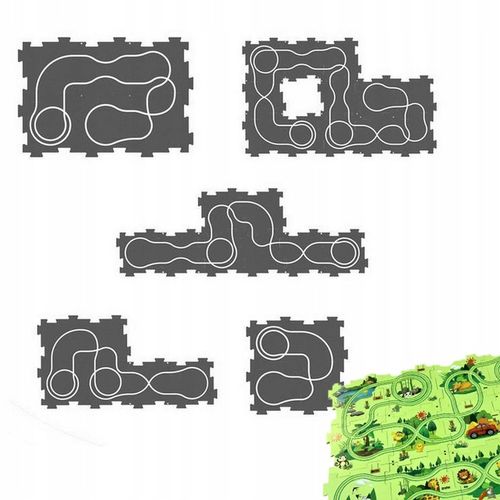 TOR WYŚCIGOWY PUZZLE DO SKŁADANIA AUTKO TRASA ZOO LAS KREATYWNY ZNAKI 25el. na Arena.pl
