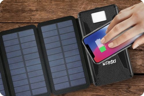 WEBSKI POWERBANK SOLARNY MOCNE 4 PANELE SOLARNE POJEMNOŚĆ 20000MAH USB-C na Arena.pl