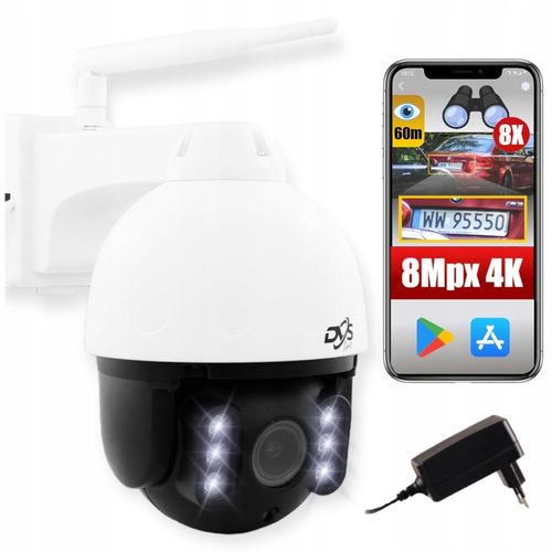 ZEWNĘTRZNA KAMERA OBROTOWA WIFI IP BEZPRZEWODOWA WIFI 8Mpx 4K ZOOM X8 DVS na Arena.pl
