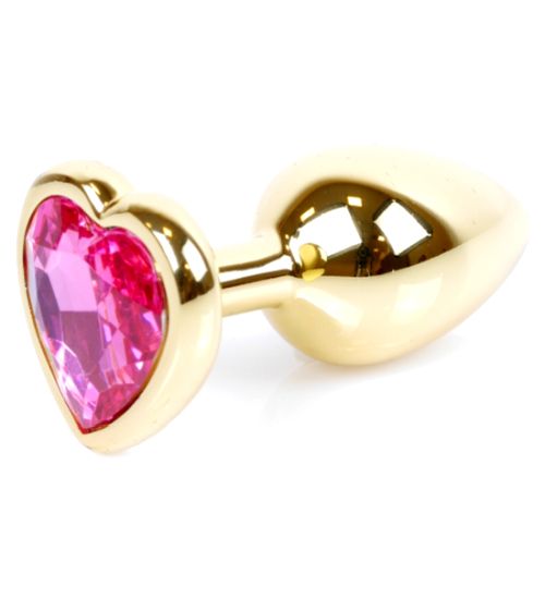 Złoty plug z różowym sercem zdjęcie 1