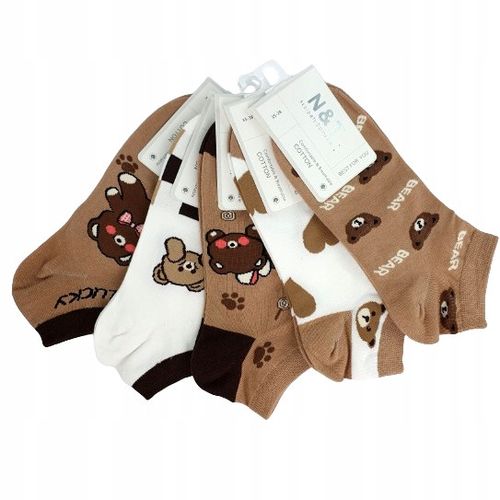 5x SKARPETY STOPKI DAMSKIE KOLOROWE BAWEŁNIANE STYLOWE WZORY JAKOŚĆ PREMIUM na Arena.pl