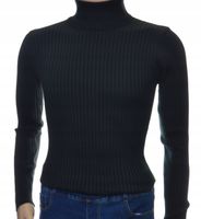 Sweter z golfem golf męski bawełniany dopasowany w prążek czarny XXL 2XL