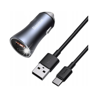 SZYBKA ŁADOWARKA SAMOCHODOWA 2X USB 40W QC SCP FCP AFC + KABEL USB-C SZARY