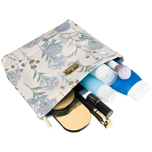 kosmetyczka z materiału syntetycznego w błękitno-beżowym kolorze zdobiona na Arena.pl