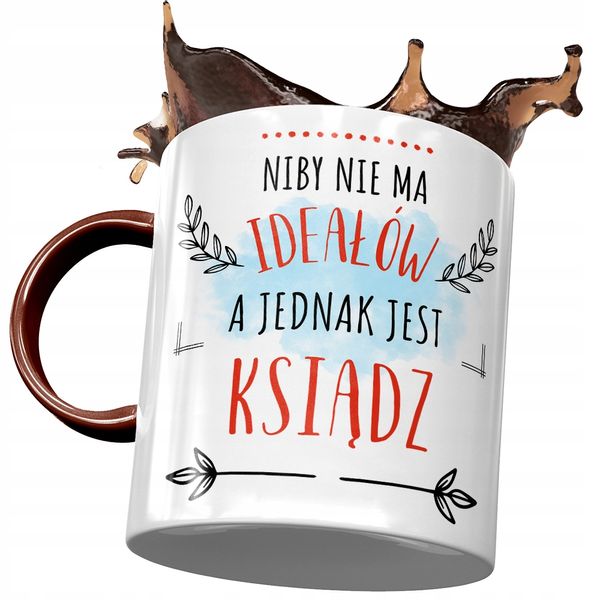 Kubek Bordowy Dla Księdza Niby Nie Ma Ideałów Z Nadrukiem Ze Zdjęciem zdjęcie 1