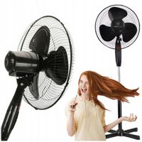 WENTYLATOR PODŁOGOWY WIATRAK STOJĄCY OBROTOWY OSCYLACJA CICHY MOCNY CZARNY