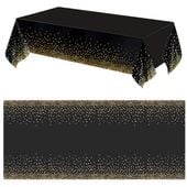 Obrus foliowy na stół cerata wodoodporna dekoracja czarna w złote groszki