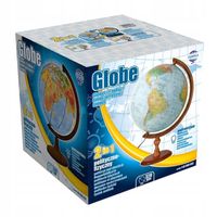 GLOBUS PODŚWIETLANY 320mm 2w1 DREWNO STREFY CZASOW