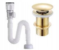 ZESTAW: SYFON UMYWALKOWY DO UMYWALKI + KOREK KLIK-KLAK BEZ PRZELEWU ZŁOTY