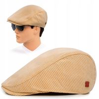 KASZKIET Męski Bawełniany na Lato Czapka w Paski JASNOBRĄZOWY Pako Jeans