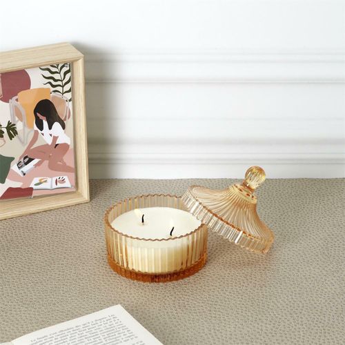 Świeca ze szkła bohemskiego L żółta na Arena.pl