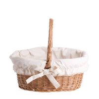 Wiklinowy kosz prezentowy naturalny z obszyciem 35x25 H15/30 cm