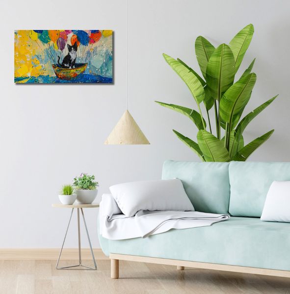 Obraz 60x30cm Kot na Łodzi zdjęcie 2