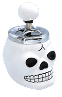Biała Elegancka Popielniczka Czaszka z Obrotowym Wieczkiem Zamykana