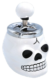 Biała Elegancka Popielniczka Czaszka z Obrotowym Wieczkiem Zamykana