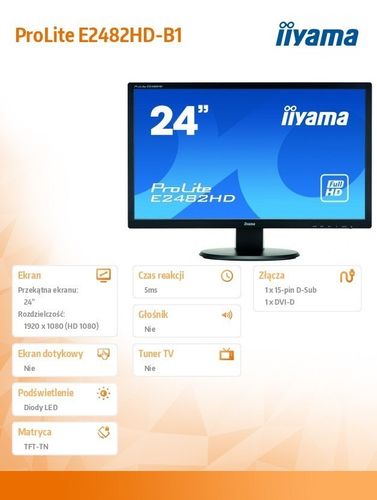 IIYAMA 24'' E2482HD-B1 DVI, 5ms na Arena.pl
