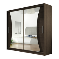 Szafa przesuwna Bega V z lustrem 180cm - pojemna garderoba - CHOCO