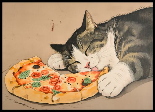 Plakat 70x50cm Pizza Dla Kota na Arena.pl