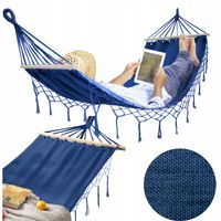 HAMAK BOHO Z POPRZECZKĄ JEDNOOSOBOWY OGRODOWY TURYSTYCZNY MAKRAMA MOCNY