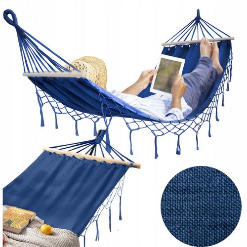 HAMAK BOHO Z POPRZECZKĄ JEDNOOSOBOWY OGRODOWY TURYSTYCZNY MAKRAMA MOCNY na Arena.pl