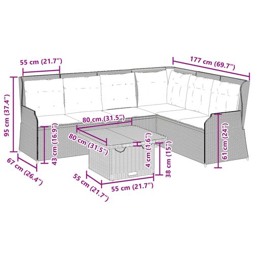 5-cz. wypoczynek do ogrodu, z poduszkami, beżowy polirattan na Arena.pl