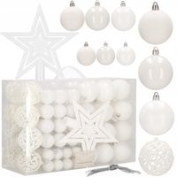 BOMBKI CHOINKOWE ZESTAW XXL 100sztBIAŁE WZORY OZDOBY NA CHOINKĘ MIX 6/4/3cm
