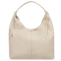 VERA PELLE torebka damska skórzana worek na ramię V665 kremowa