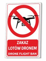 TABLICZKA ZAKAZ LOTÓW DRONEM GRUBA 3 MM 32x21 CM UV