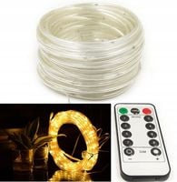 Lampki choinkowe na zewnątrz wąż na baterie z pilotem 12m - biały zimny