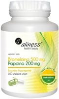 Aliness BROMELAINA PAPAINA ENZYMY TRAWIENNE 100kap Trawienie Proteaza Stawy