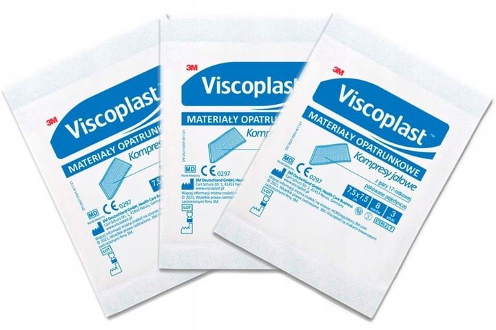 20SZT VISCOPLAST KOMPRESY JAŁOWE Z GAZY 7,5X7,5 CM 3 SZT. zdjęcie 2