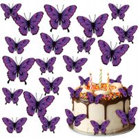 Waflowe Fioletowe MOTYLKI MOTYLEK na tort Jadalna ozdoba dekoracja 23 szt
