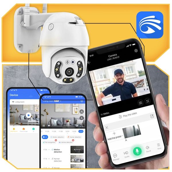 KAMERA ZEWNETRZNA WIFI OBROTOWA IP FULL HD 360 MONITORING ZOOM 4x DETEKCJA zdjęcie 3