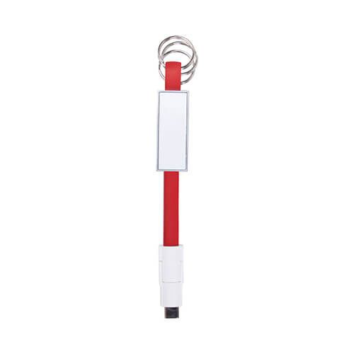 Brelok do kluczy - kabel do transmisji danych USB C do sublimacji - czerwony zdjęcie 1