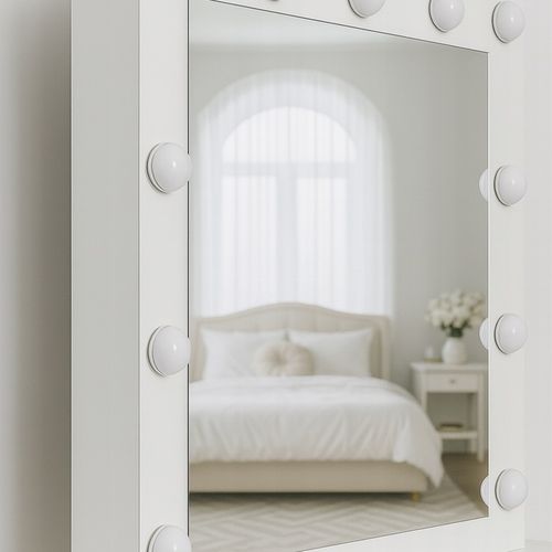 TOALETKA KOSMETYCZNA 90cm BIAŁA Z LUSTREM I OŚWIETLENIEM LED STORMY na Arena.pl