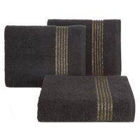 Ręcznik kąpielowy bawełniany frotte z ozdobną bordiurą LILA 70X140 czarny