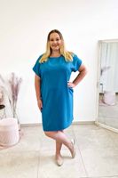 Prosta Sukienka z Kokardą na Plecach Morska 50