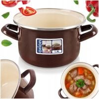 Garnek Emaliowany 1,4 L ORION BROWN Retro 16 cm Indukcja Zmywarka