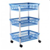 PROSTOKĄTNY REGAŁ DO ŁAZIENKI NA KÓŁKACH 3 PÓŁKI NIEBIESKI