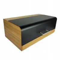 Chlebak bambusowy czarna stal pojemnik na pieczywo nowoczesny desig kuchnia