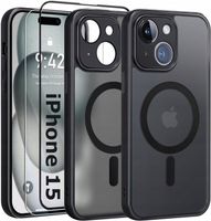 Etui do iPhone 15 do MagSafe WZMACNIANE 360° CZARNY MAT + 2x Szkło na ekran