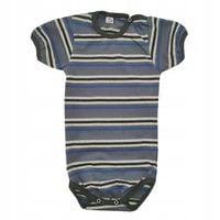 Body krótki rękaw 104 cm Paski niebo-grafit