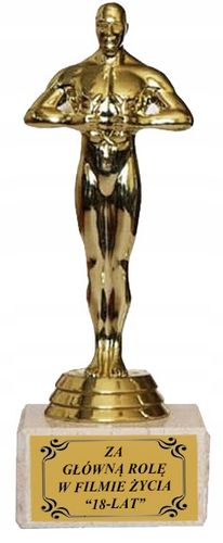 STATUETKA PREZENT 18 30 40 50 DOWOLNE URODZINY TWÓJ WŁASNY TEKST OSKAR na Arena.pl