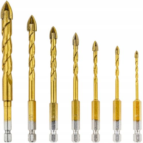 WIERTŁA DO SZKŁA PŁYTEK CERAMIKI GRESU WIERTŁO 3-12MM 7 SZT HEX 1/4" na Arena.pl