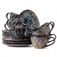 Serwis kawowy Kasai żółto-zielony na 8 osób 16 szt. Nowoczesny Do zmywarki