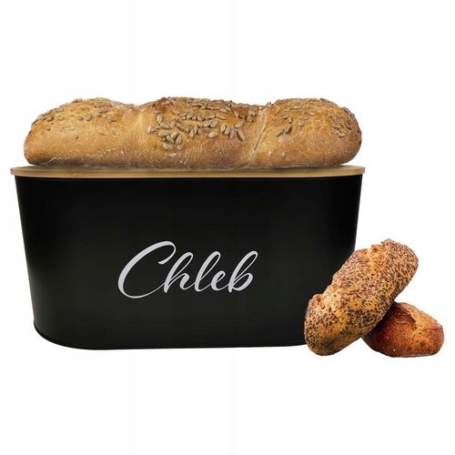 CHLEBAK POJEMNIK NA PIECZYWO Z POKRYWĄ DESKĄ DO KROJENIA CZARNY CH01 na Arena.pl