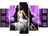100CM 150CM OBRAZ 5 ELEM PIĘKNA DZIEWCZYNA FIOLECIE ŚCIENNY